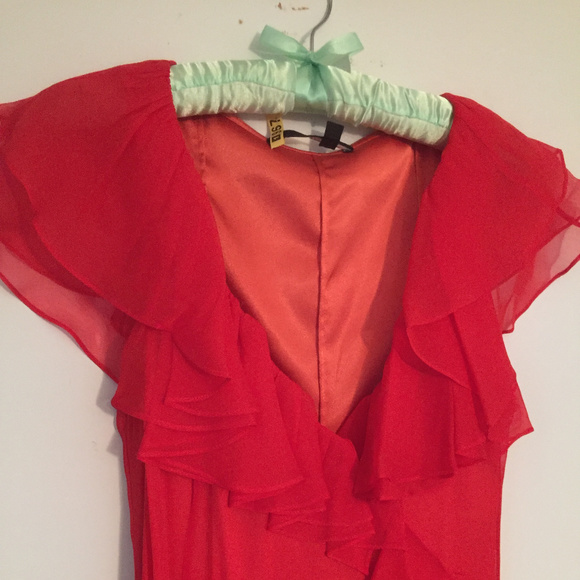 Elegant Red/Orange Silk Wrap Long Dress Size 4 - Picture 3 of 15